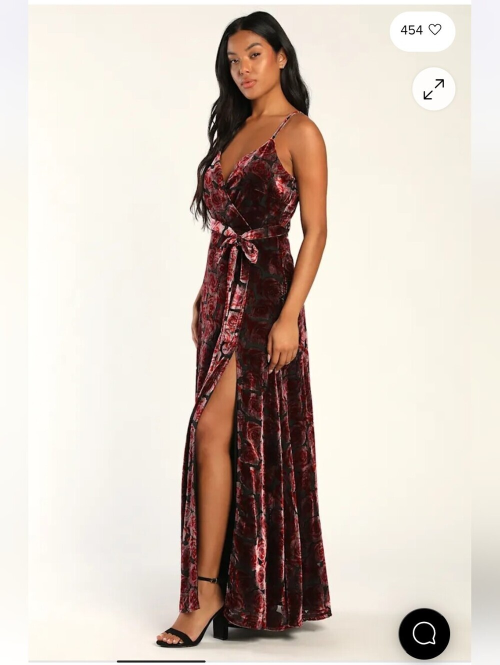 Lulus NWTs Pretty Companion Mauve and Red Floral Velvet Burnout Maxi Dress